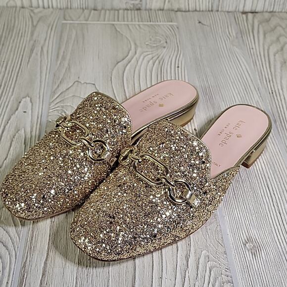 Kate Spade New York Glendi Gold Glitter Slip On Mules Womens Size 5.5 NEW - Picture 12 of 15
